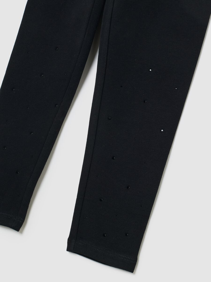 Girls' black stretch cotton skinny leggings_3