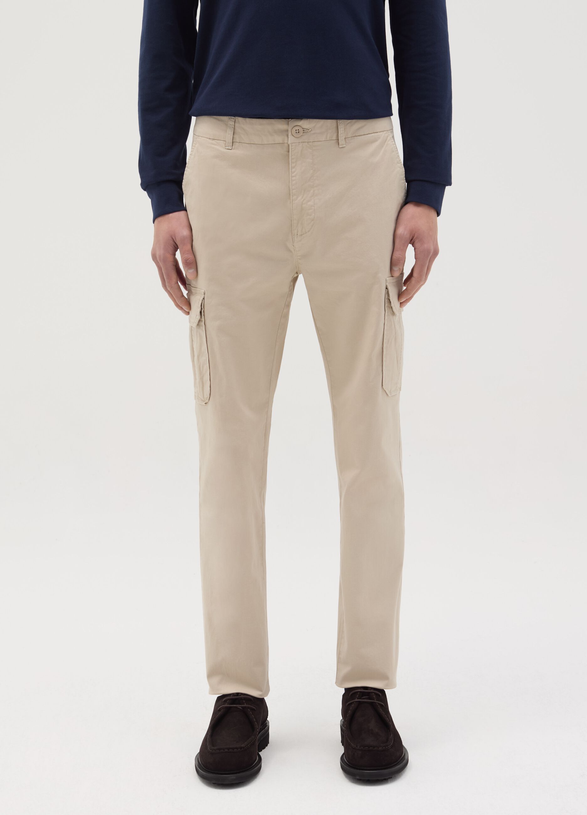 Slim-fit cargo pants in stretch cotton