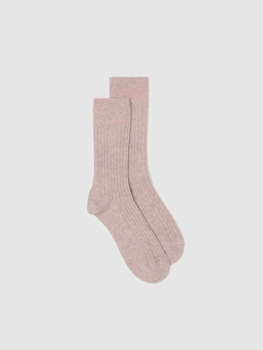 Lilac long socks in wool and silk blend_1