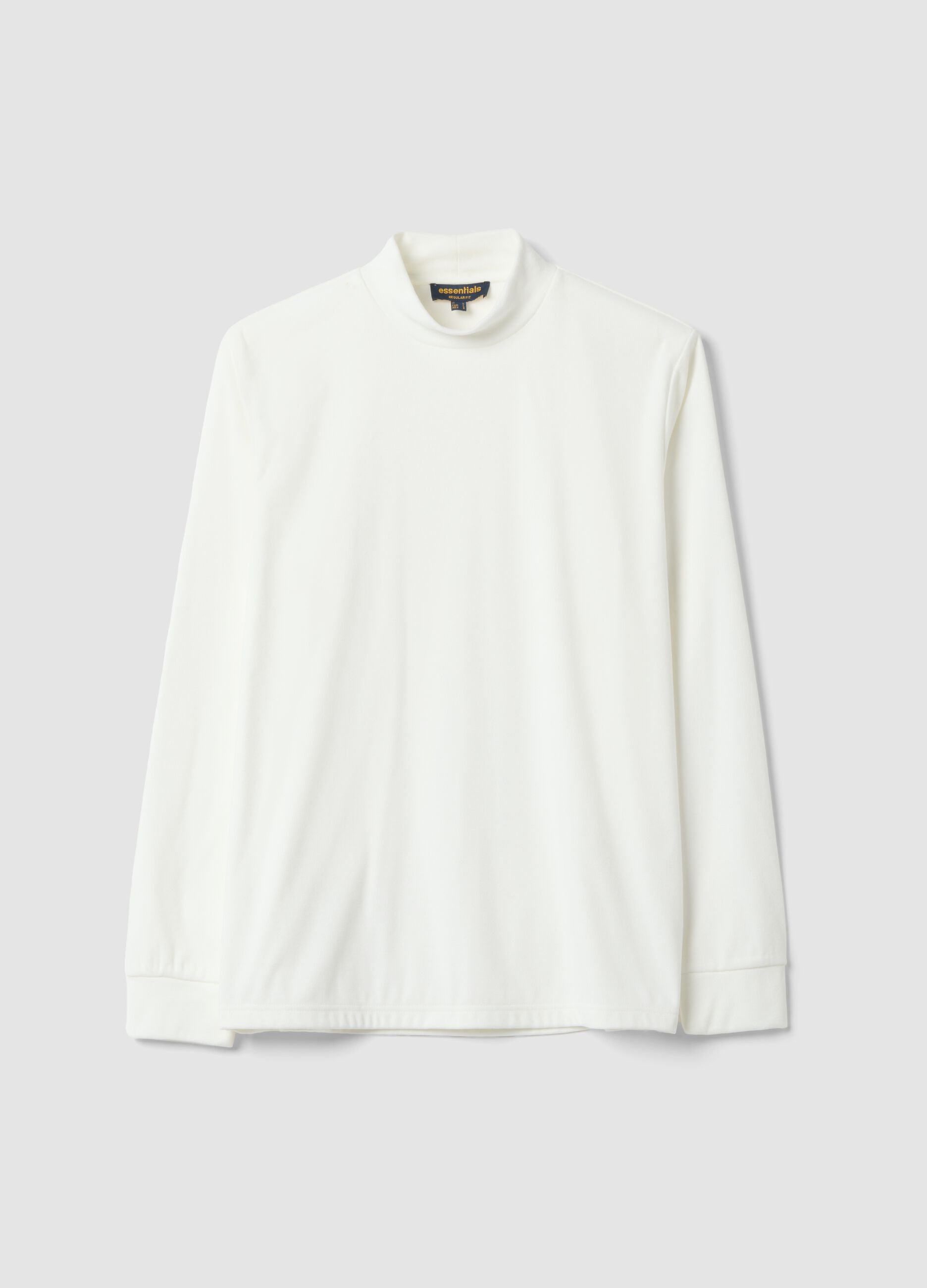 White stretch-fabric top with high neck