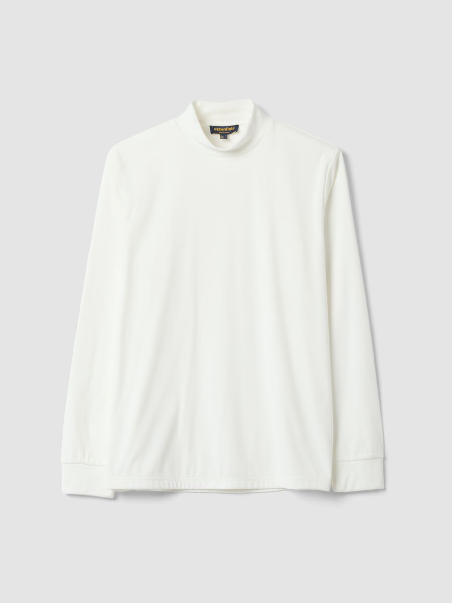 White stretch-fabric top with high neck_0
