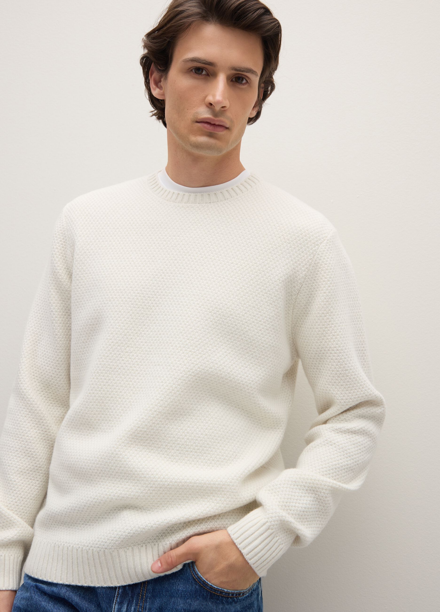 White pure wool sweater regular fit
