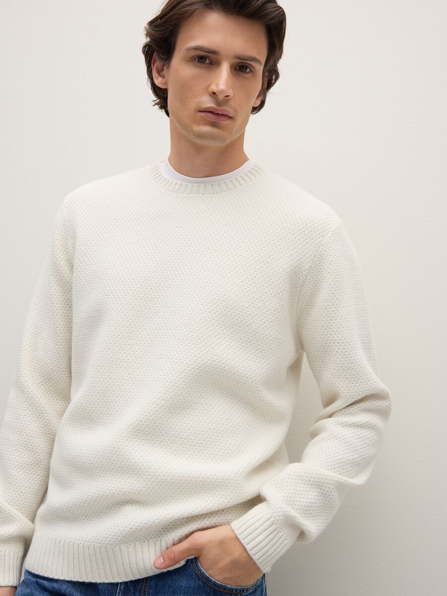 White pure wool sweater regular fit_1