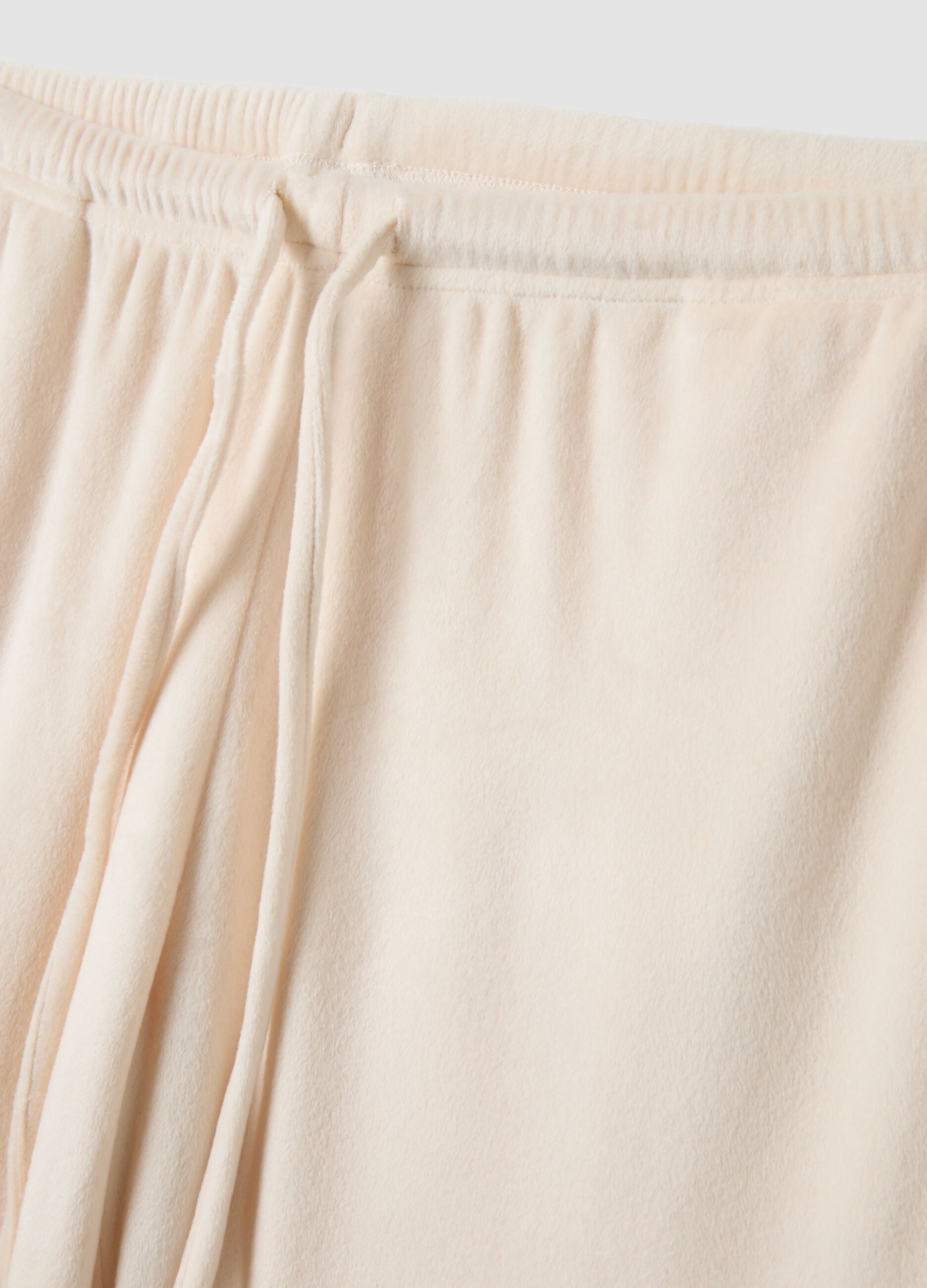 White stretch chenille pyjama trousers, regular fit