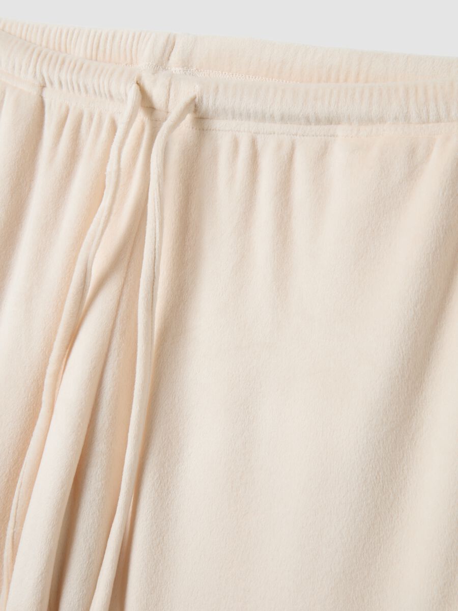 Pantaloni pigiama bianchi in chenille di tessuto elasticizzato regular fit_1