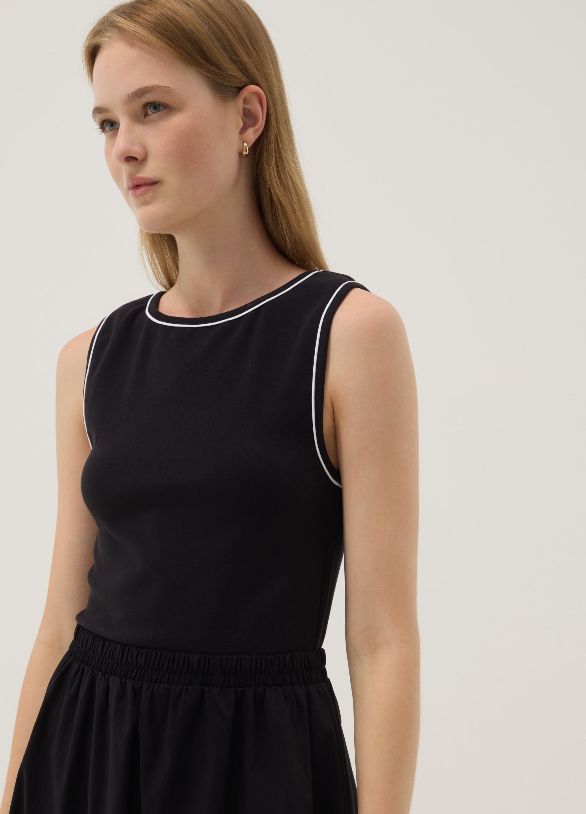 Brown midi dress in stretch cotton