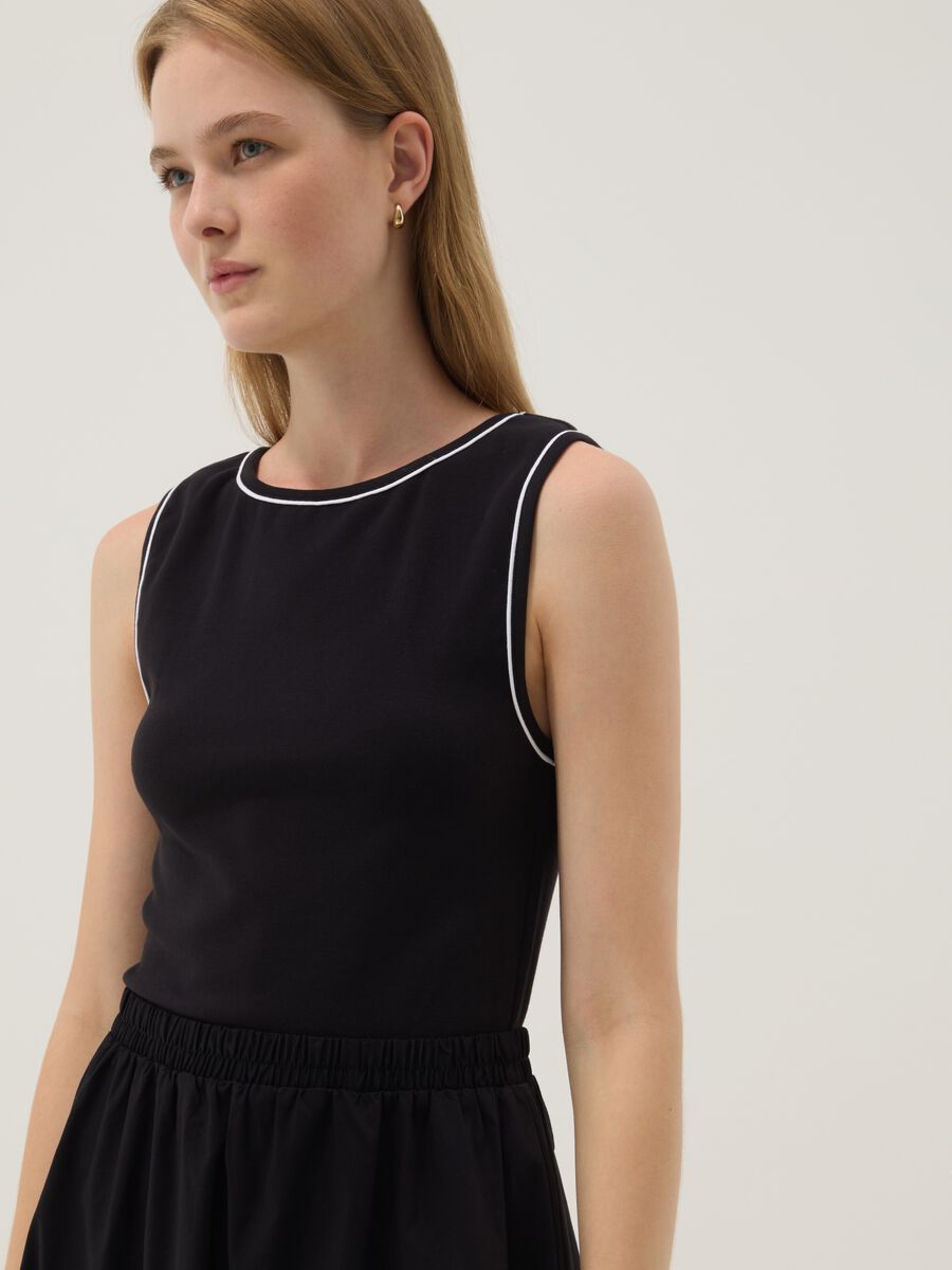Brown midi dress in stretch cotton_3