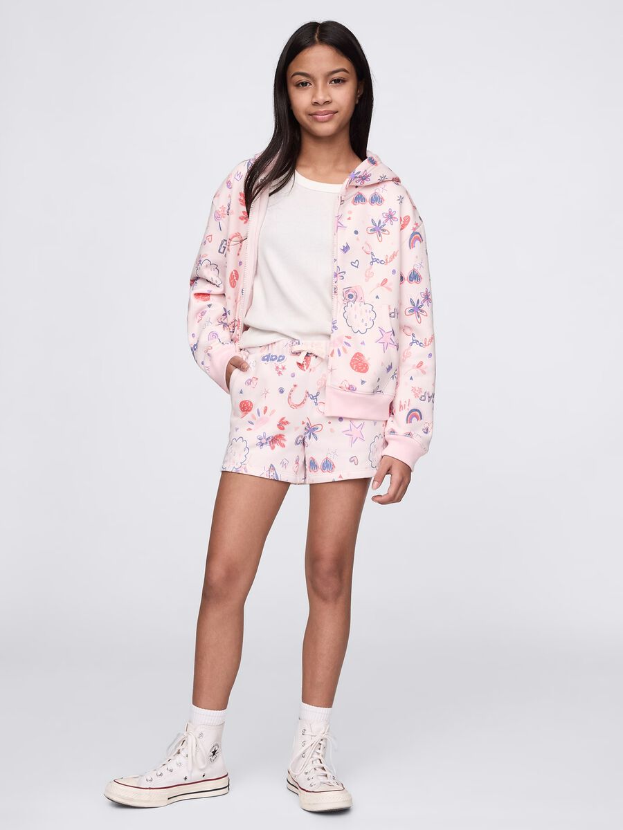 Pink shorts with drawstring and all-over print_0