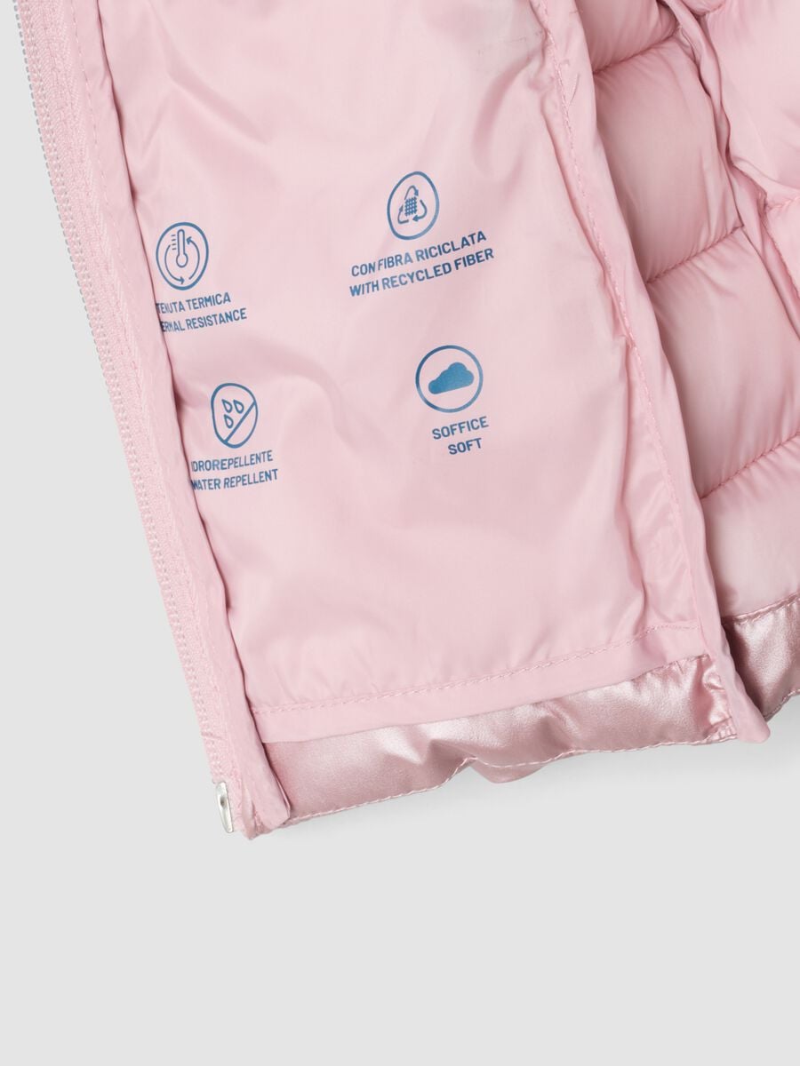 Piumino Ultralight rosa con cappuccio e zip per bimba_3