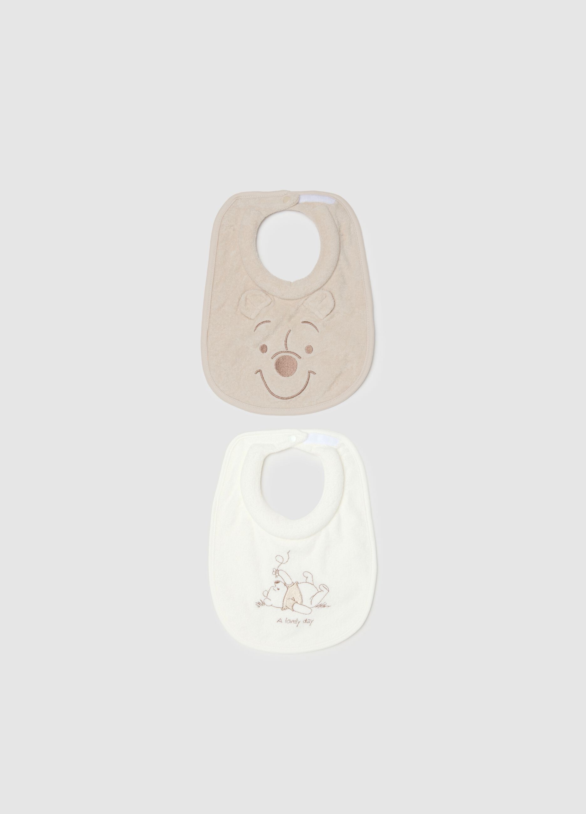 Twin pack multicolour pure cotton baby bibs with embroidery
