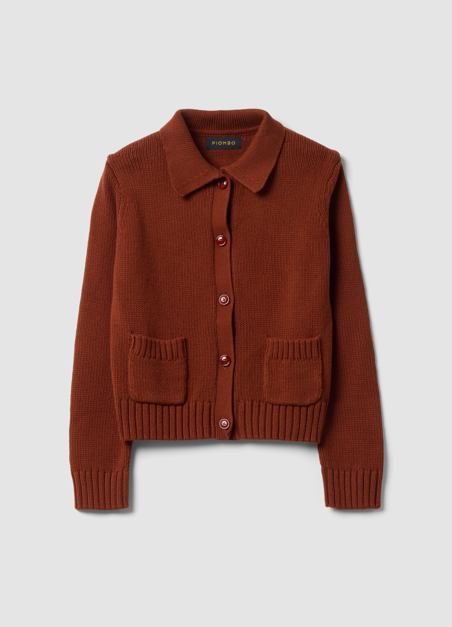 Cardigan rosso in puro cotone con bottoni regular fit