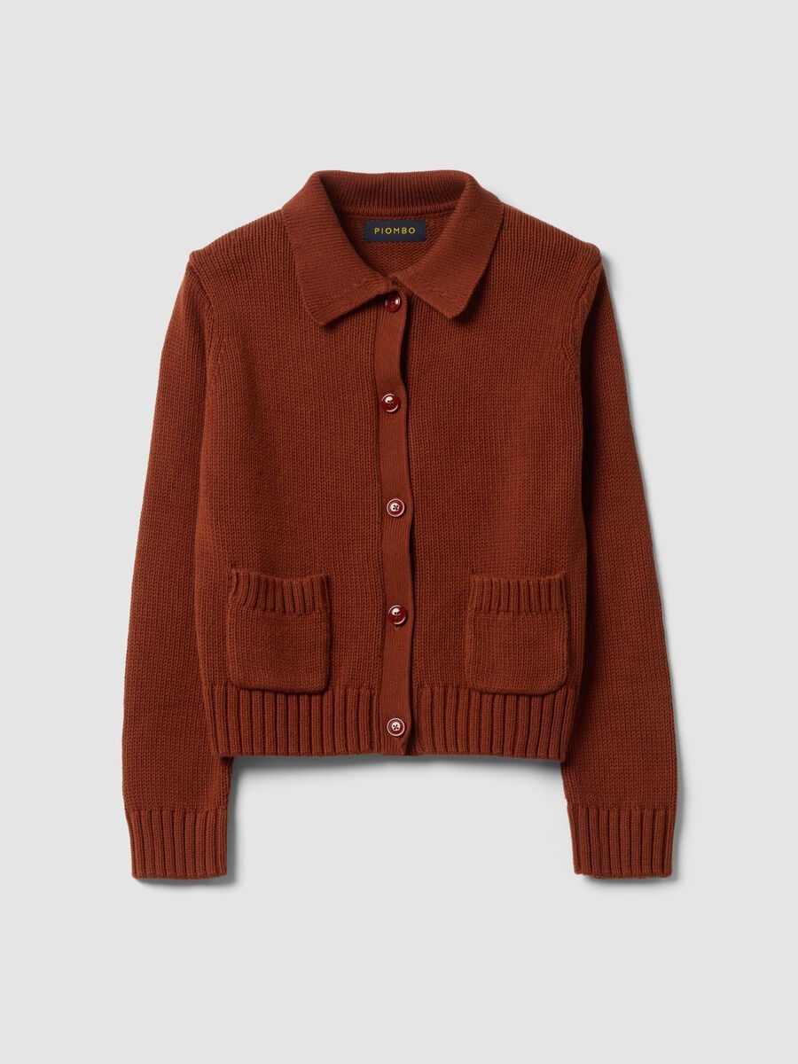 Cardigan rosso in puro cotone con bottoni regular fit_4
