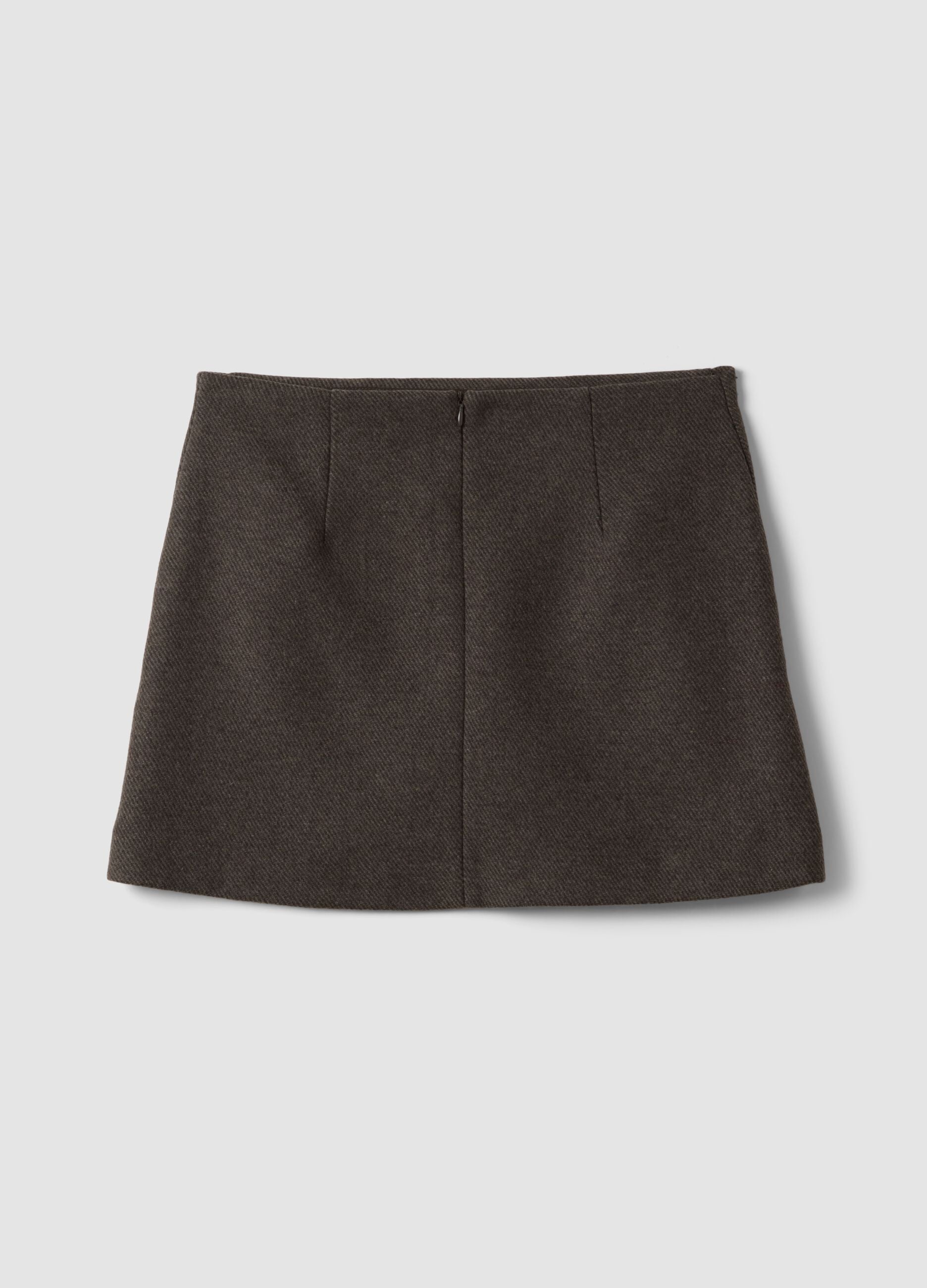 Brown wool and viscose-blend skirt