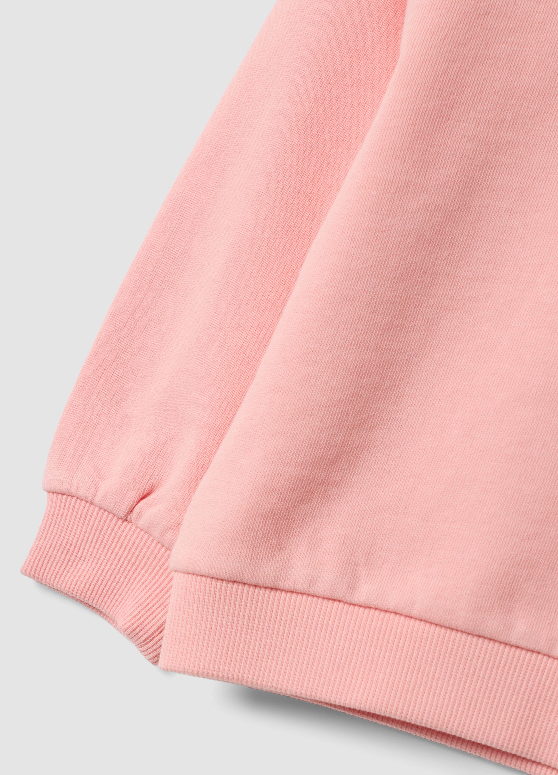 Pink crew-neck sweatshirt in cotton-viscose blend with embroidered star for baby girl