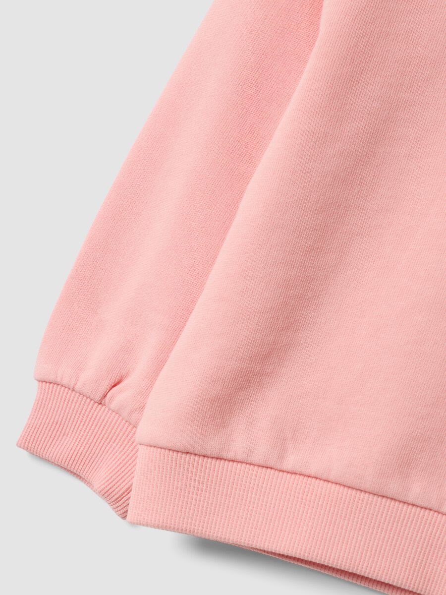 Pink crew-neck sweatshirt in cotton-viscose blend with embroidered star for baby girl_3