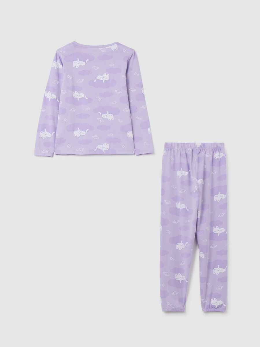 Girls' pure cotton purple pyjamas_1