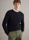 Blue pure cotton sweater with regular fit and woven design_0