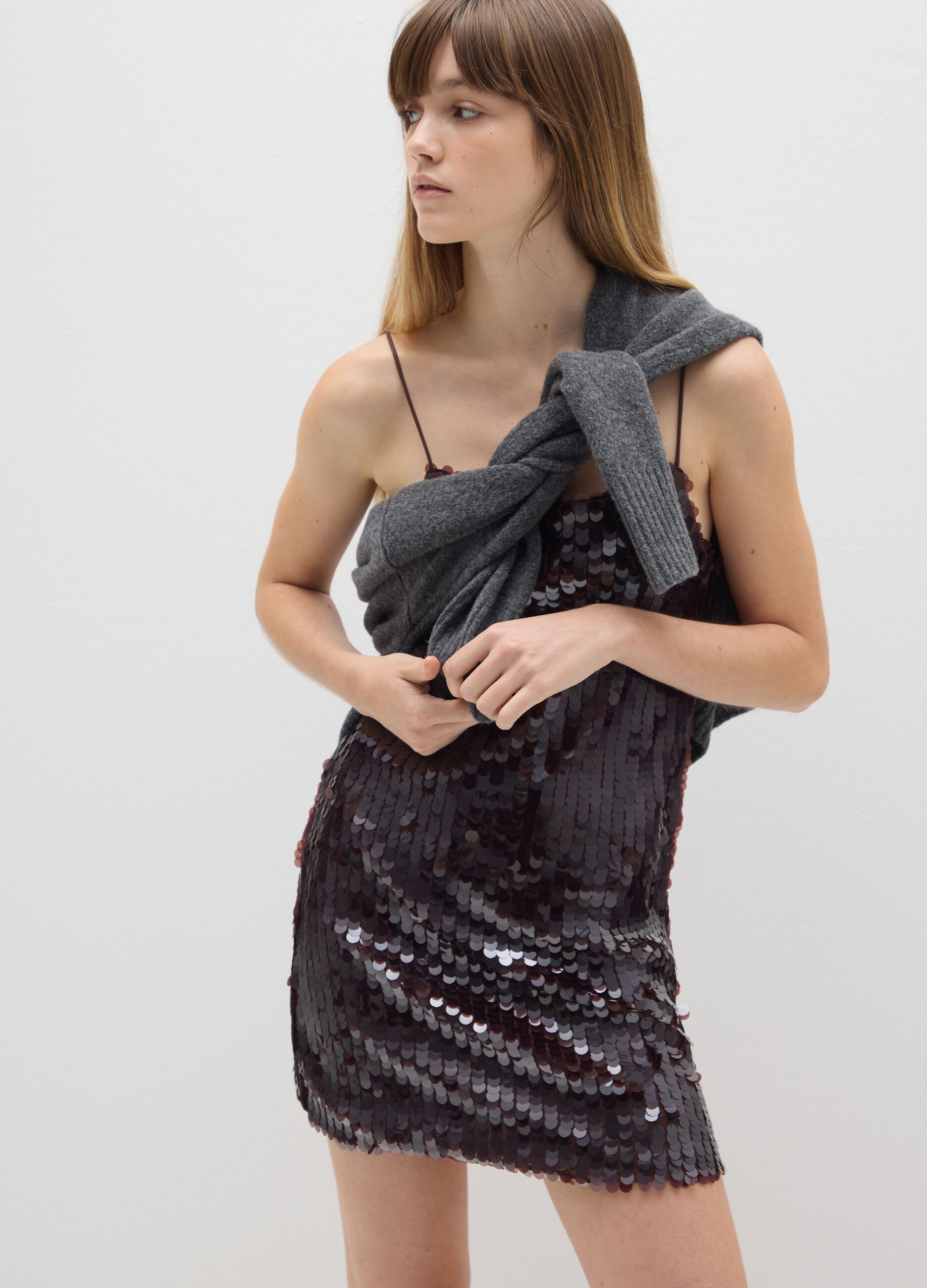Brown dress with sequins