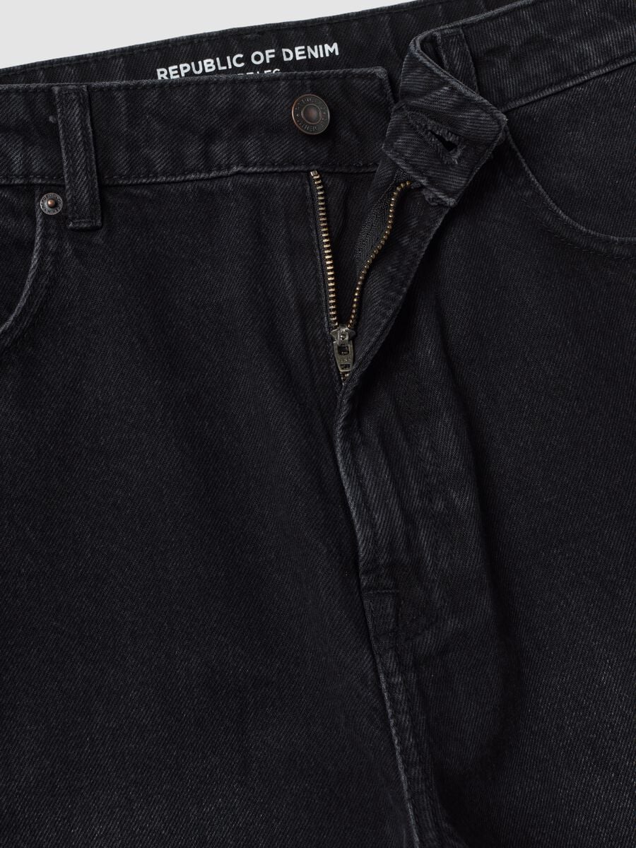 Jeans denim neri wide leg in puro cotone_2