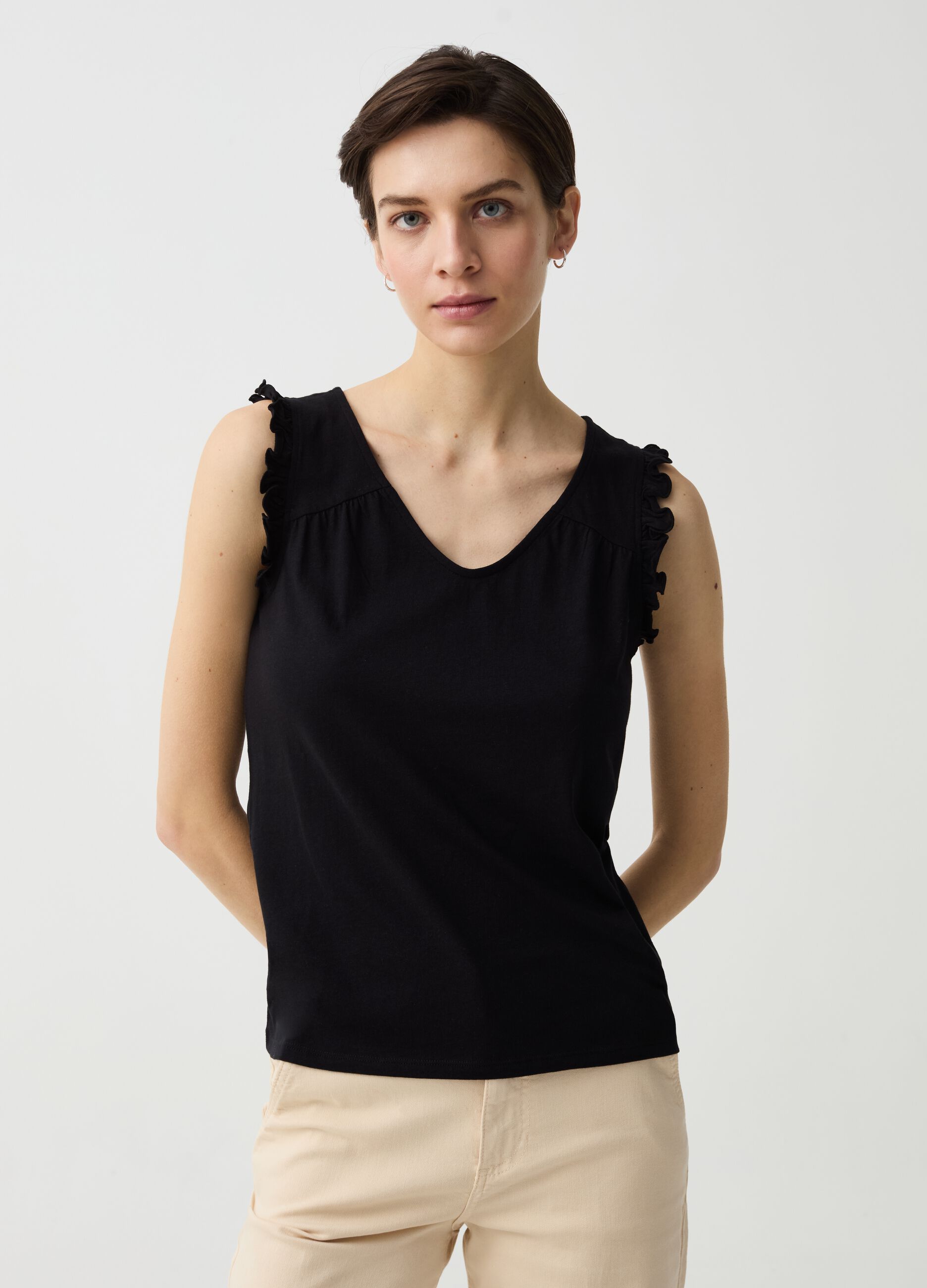 Tank top with frills