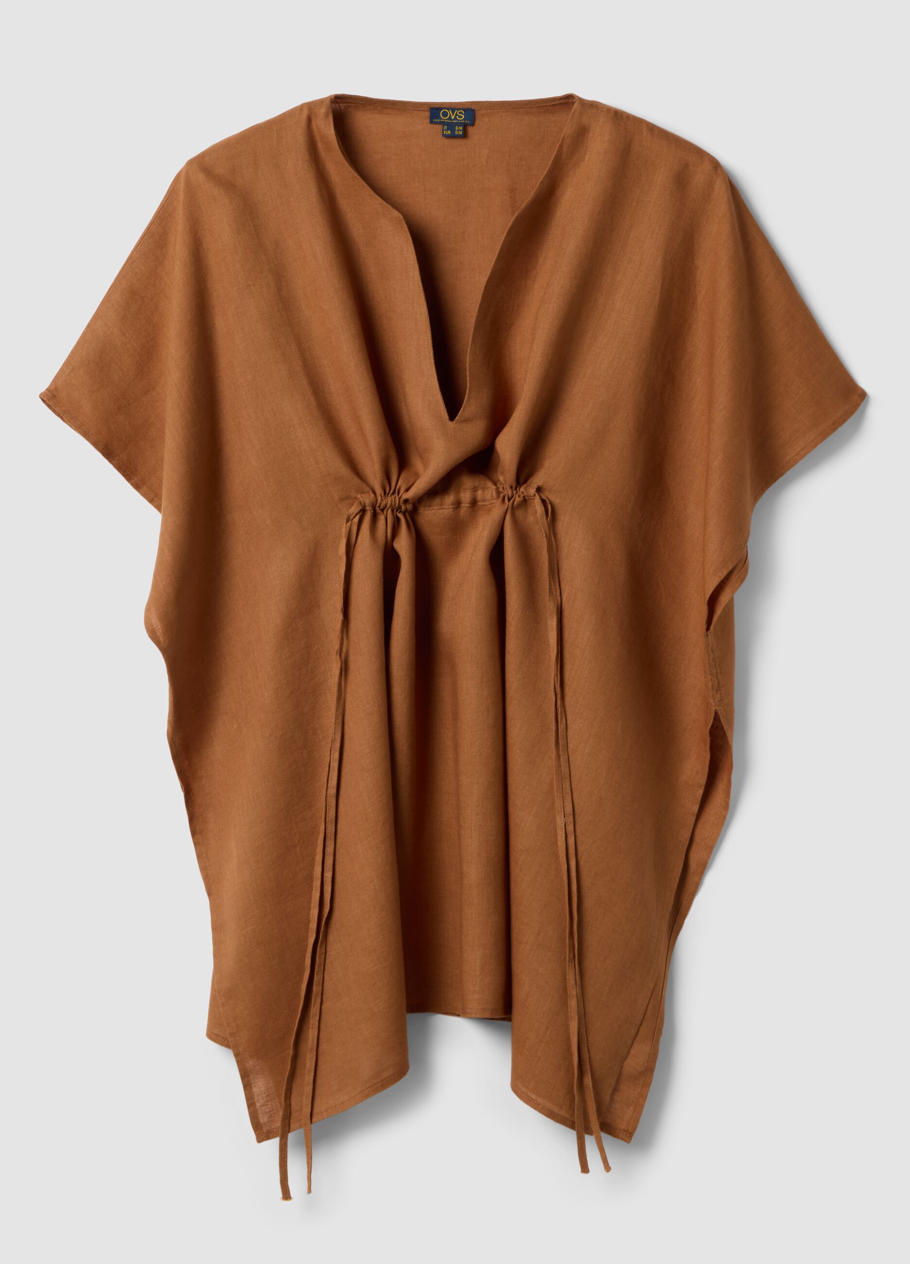 Brown pure linen kaftan