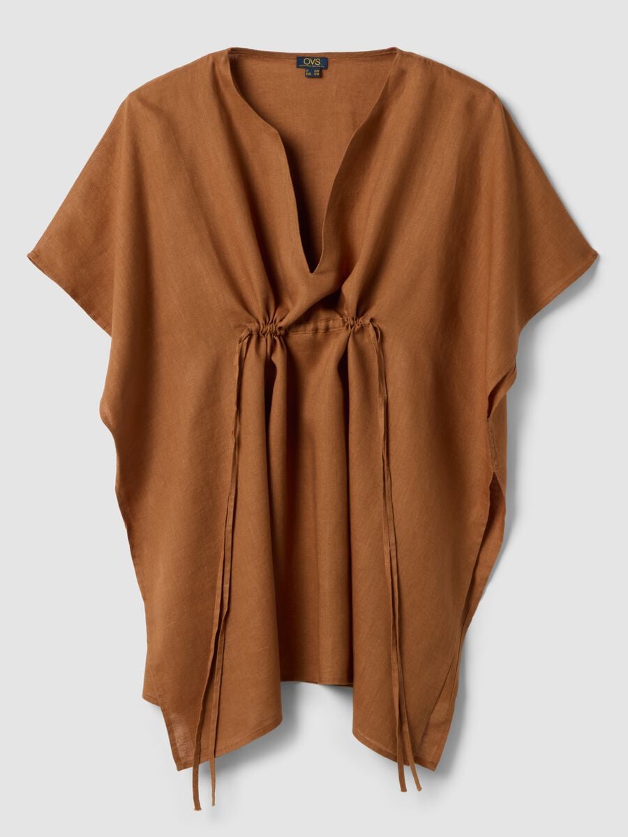 Brown pure linen kaftan_0