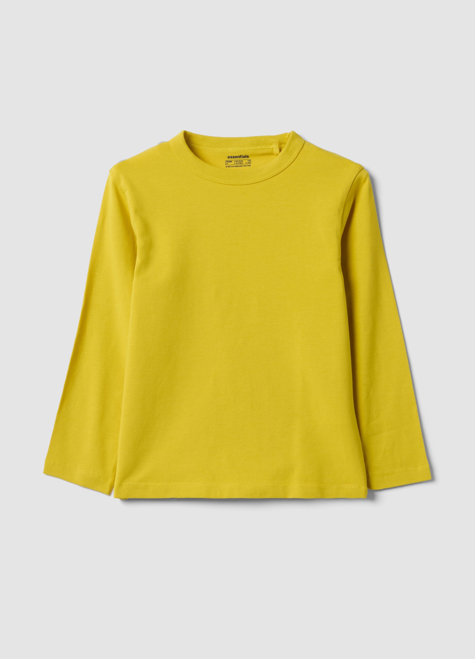Yellow long-sleeve organic cotton T-shirt