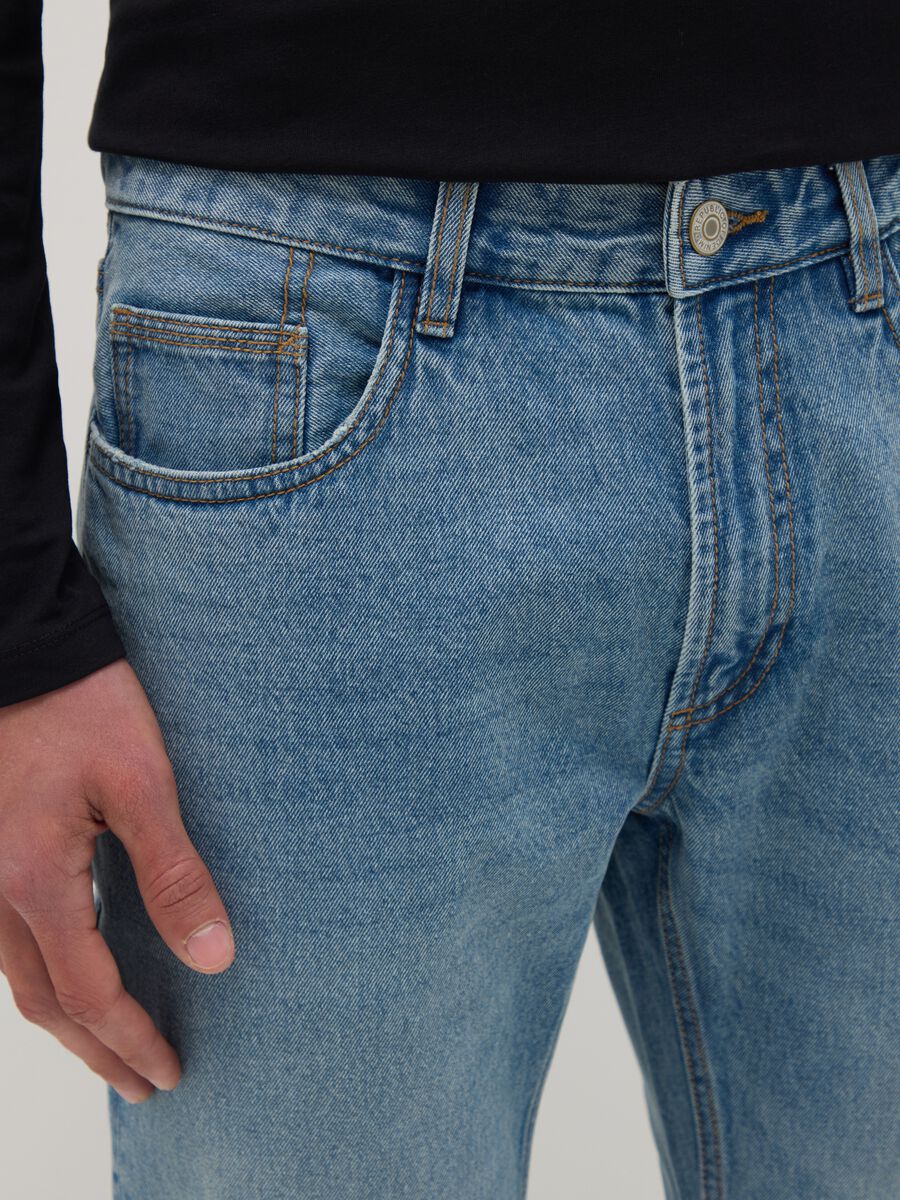 Blue slim fit pure cotton jeans_3