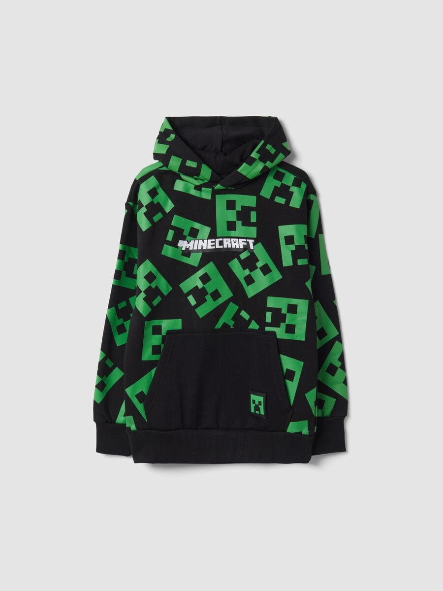 Black Minecraft all-over print cotton-blend oversized hoodie_0