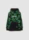 Black Minecraft all-over print cotton-blend oversized hoodie_0