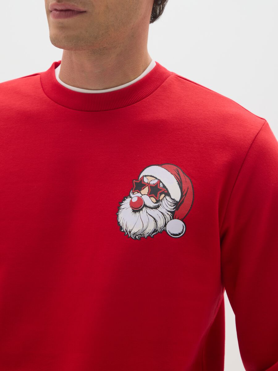 Red Christmas sweatshirt in cotton blend regular fit with print_3