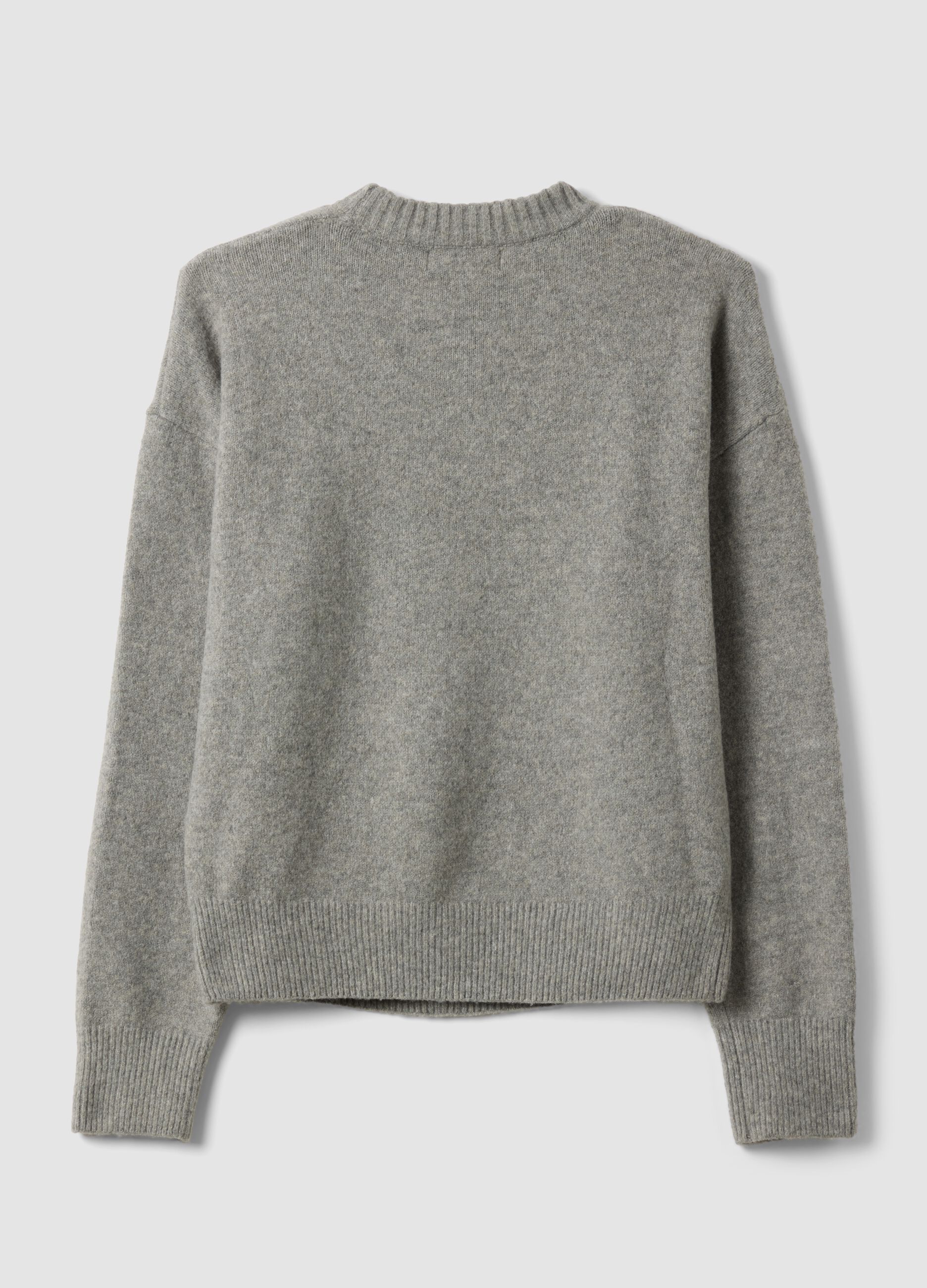 Maglia grigia in viscosa elasticizzata girocollo jacquard