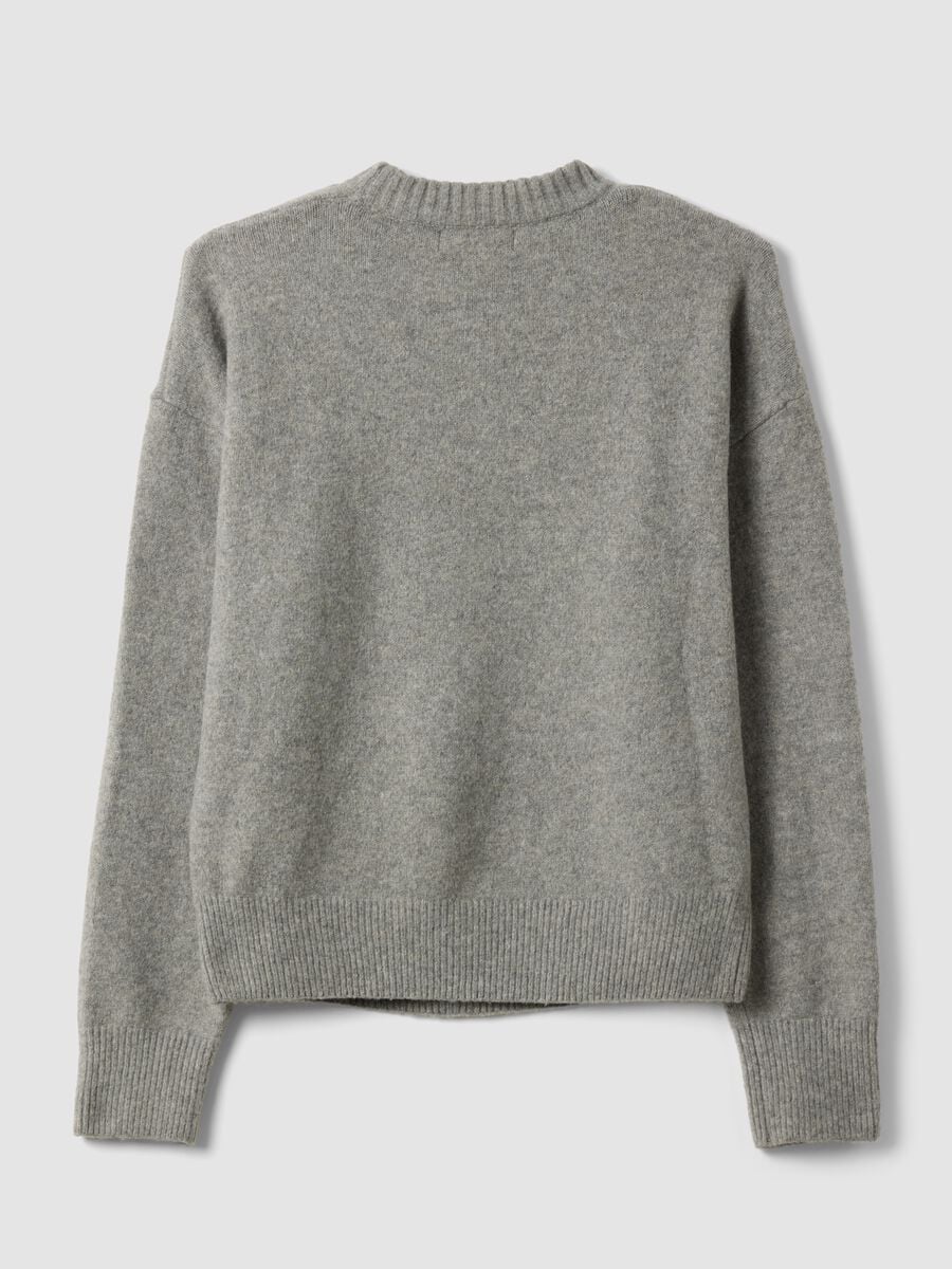 Maglia grigia in viscosa elasticizzata girocollo jacquard_6