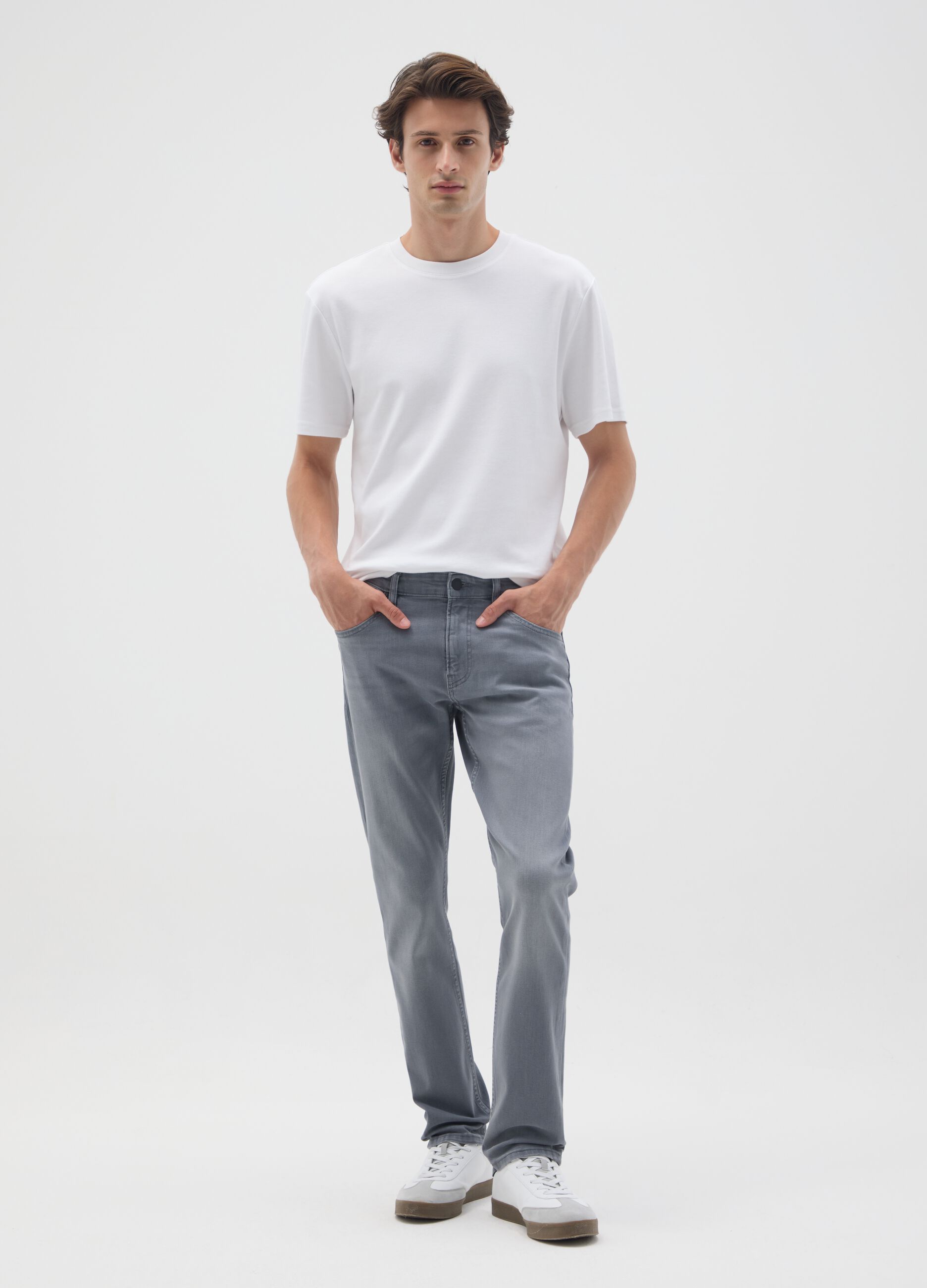 Grey stretchy cotton skinny fit jeans