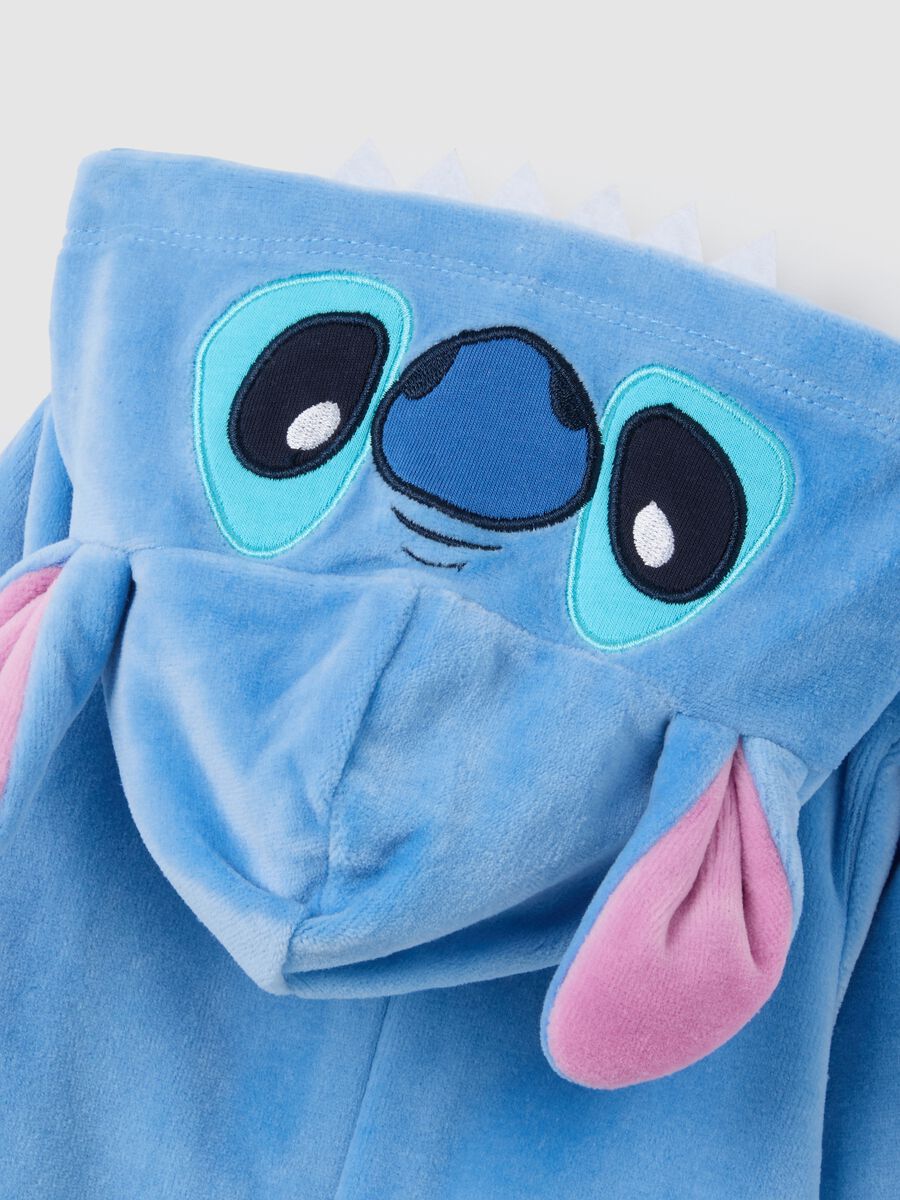 Tutina da neonato in misto cotone azzurra con cappuccio_3