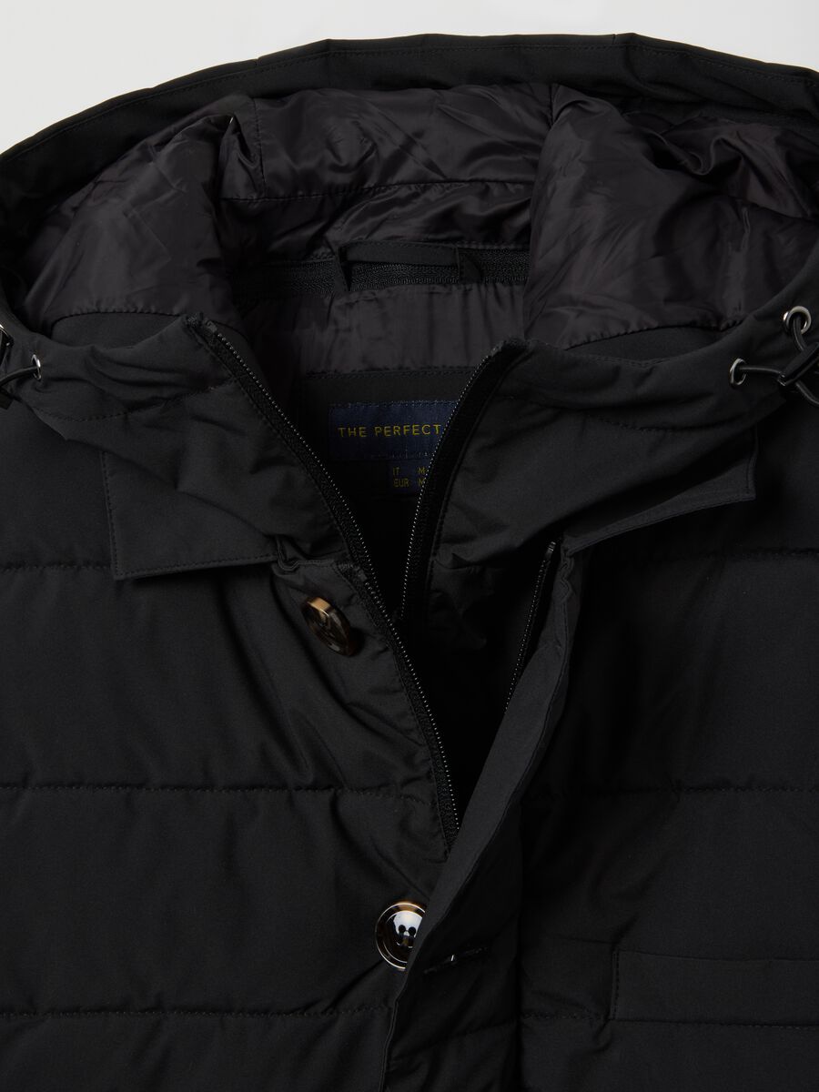 Black regular fit parka jacket with zip_1