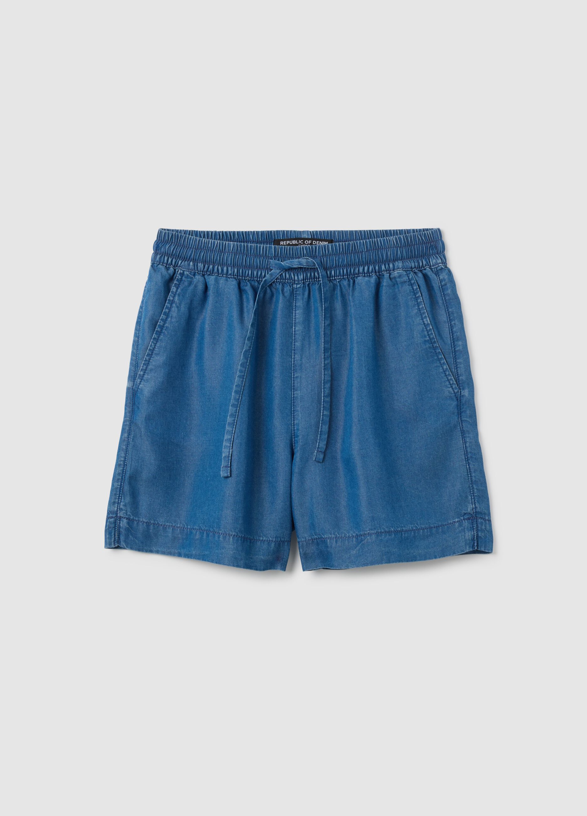 Shorts da donna in lyocell blu regular fit