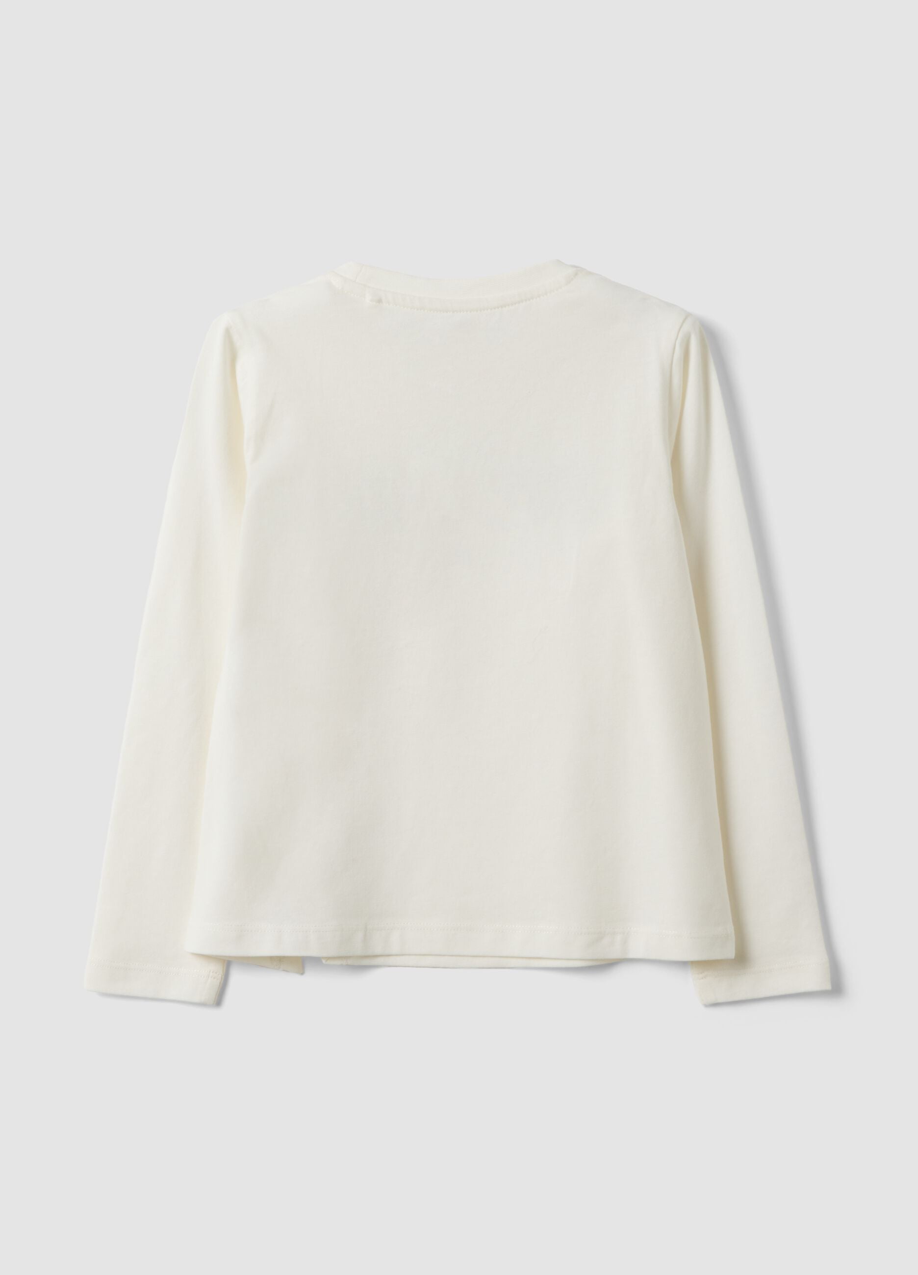 White stretch cotton T-shirt with stud print for girls