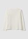 White stretch cotton T-shirt with stud print for girls_1