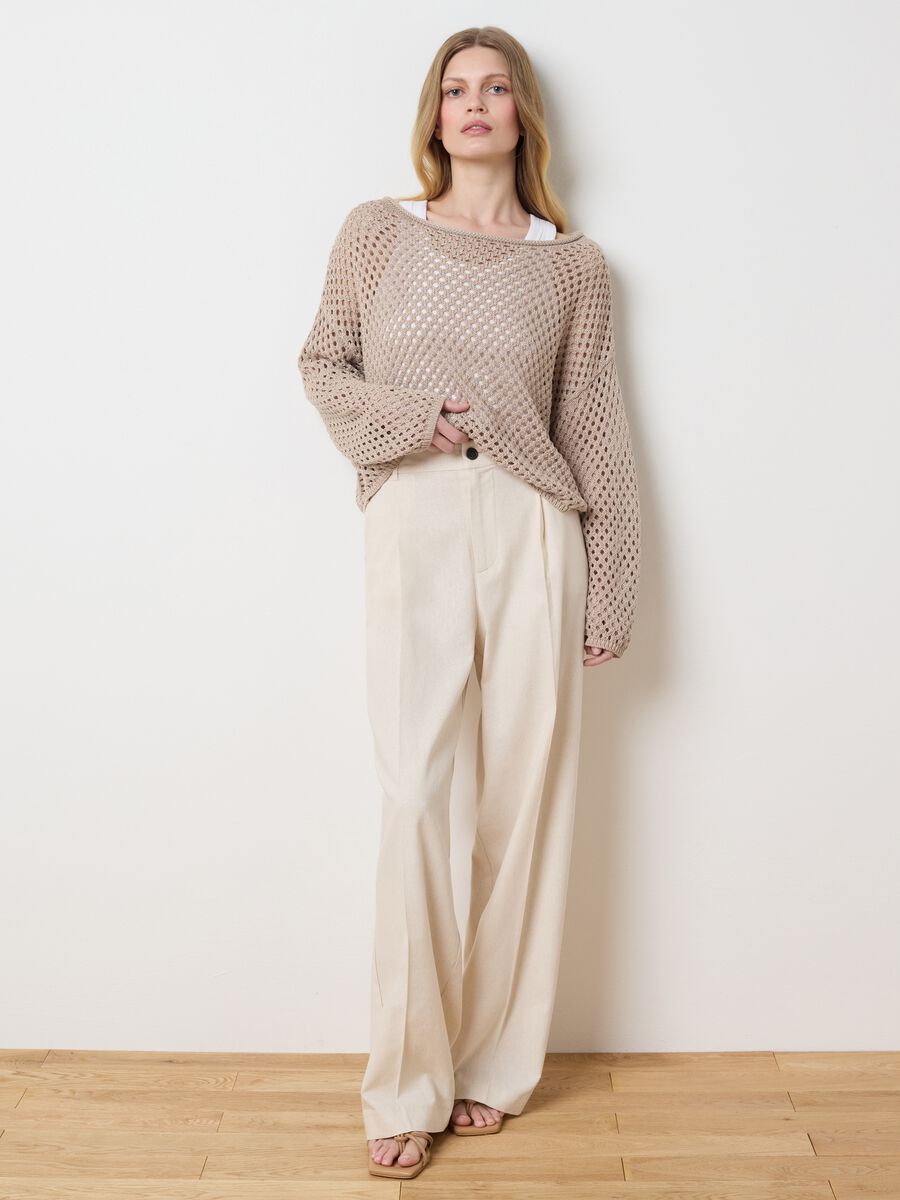 Ivory wide-leg chino trousers_0