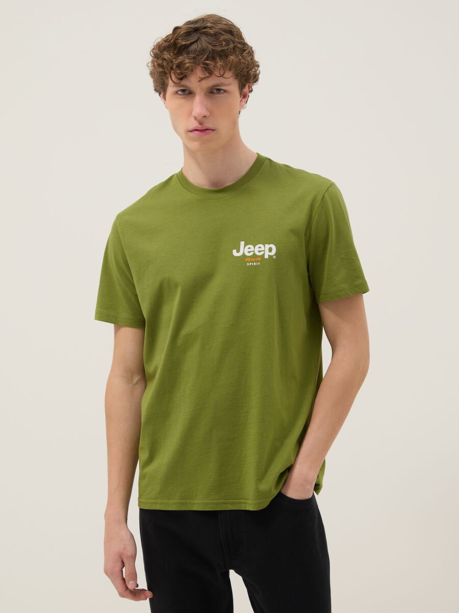 Green pure cotton regular fit T-shirt with print_0