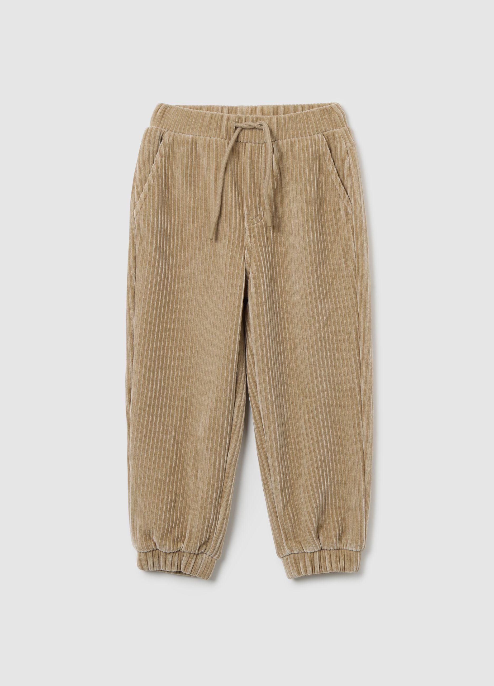 Beige Stretch Fabric Trousers