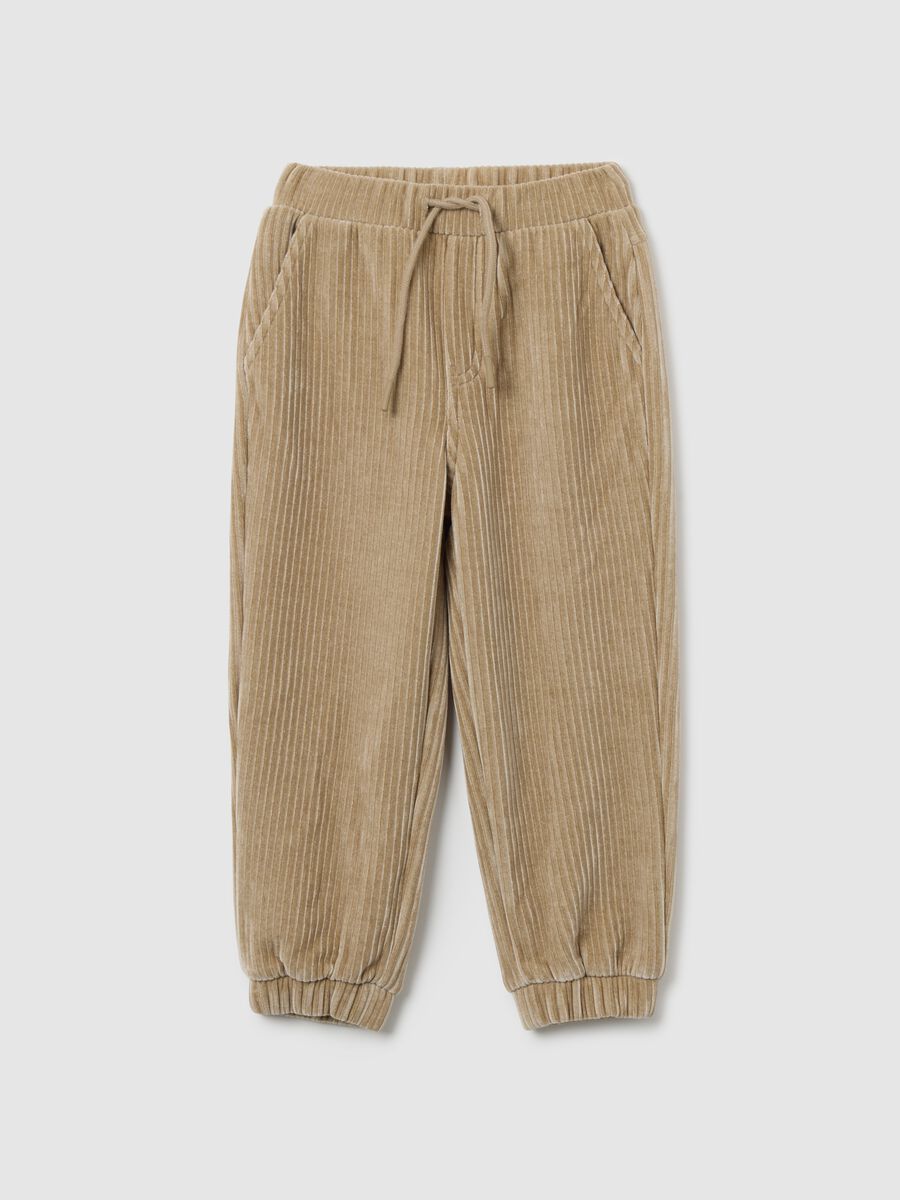 Beige Stretch Fabric Trousers_0