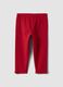 Red stretch organic cotton leggings with bow details for baby girl_0