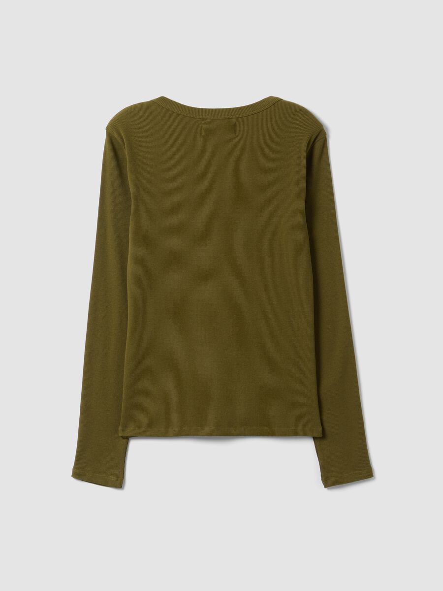 T-shirt verde a maniche lunghe in puro cotone_6
