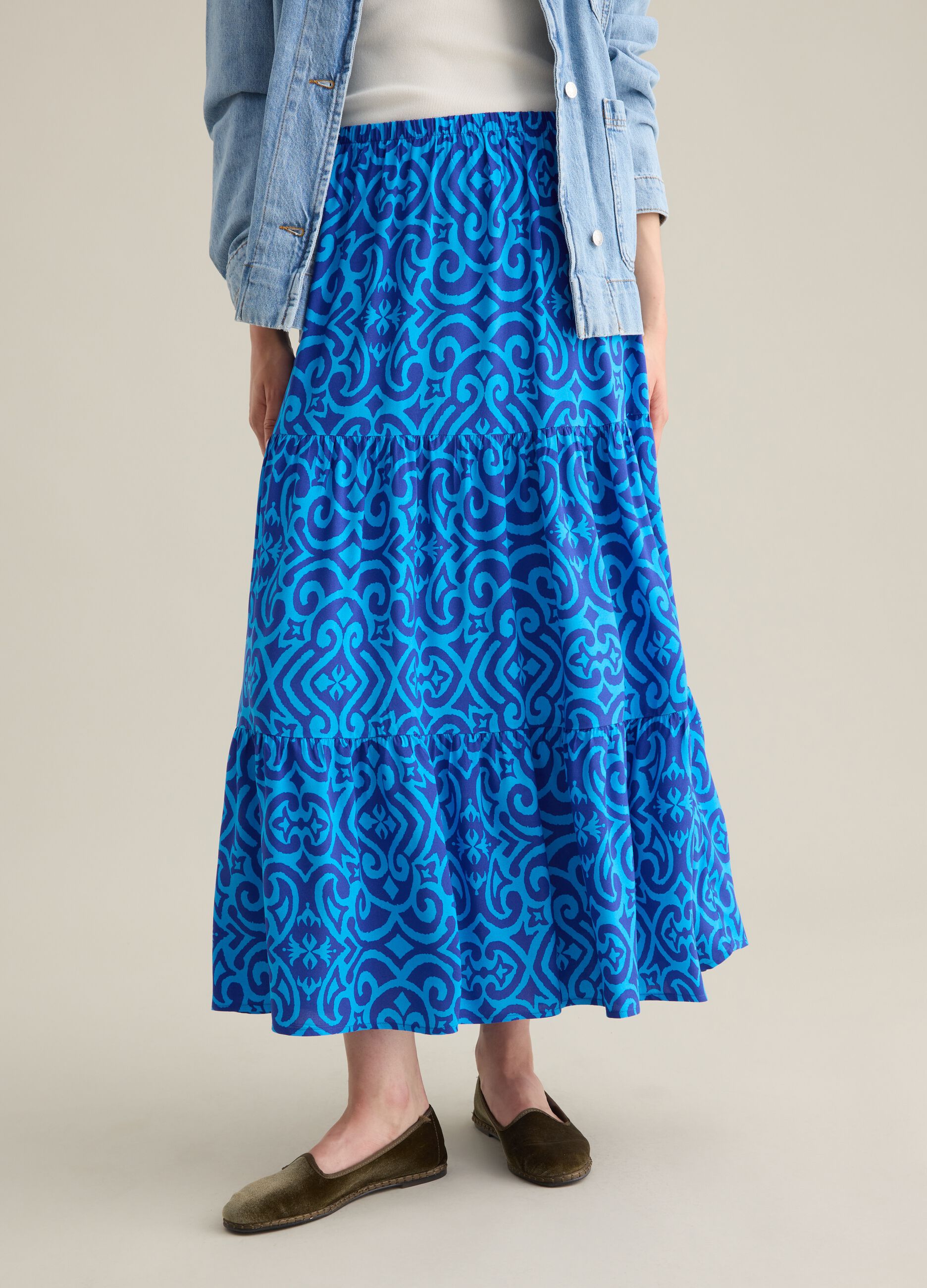 Gonna lunga da donna in puro viscosa multicolor regular fit