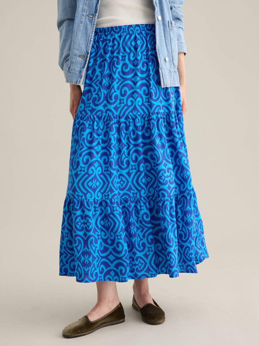 Women's long multicolour skirt in pure viscose, regular fit_2