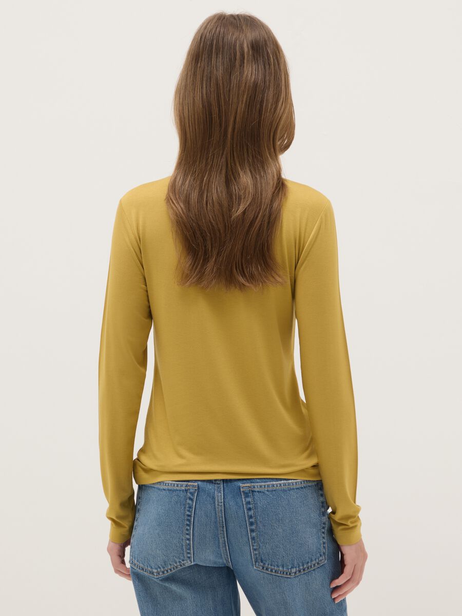 Yellow crew neck long-sleeve regular fit jumper_2