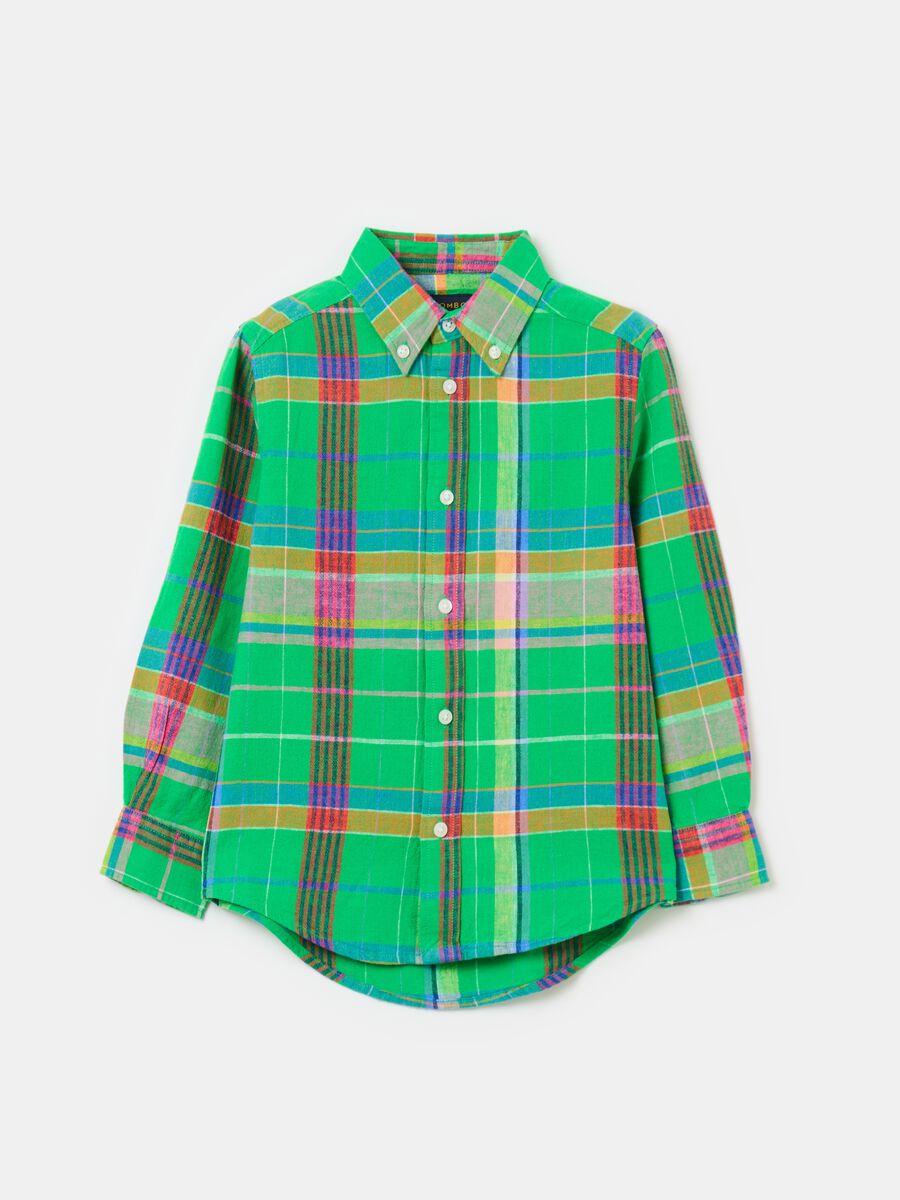 Linen and cotton shirt with check pattern_4