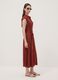 Red midi dress in pure viscose with tie belt, regular fit_0